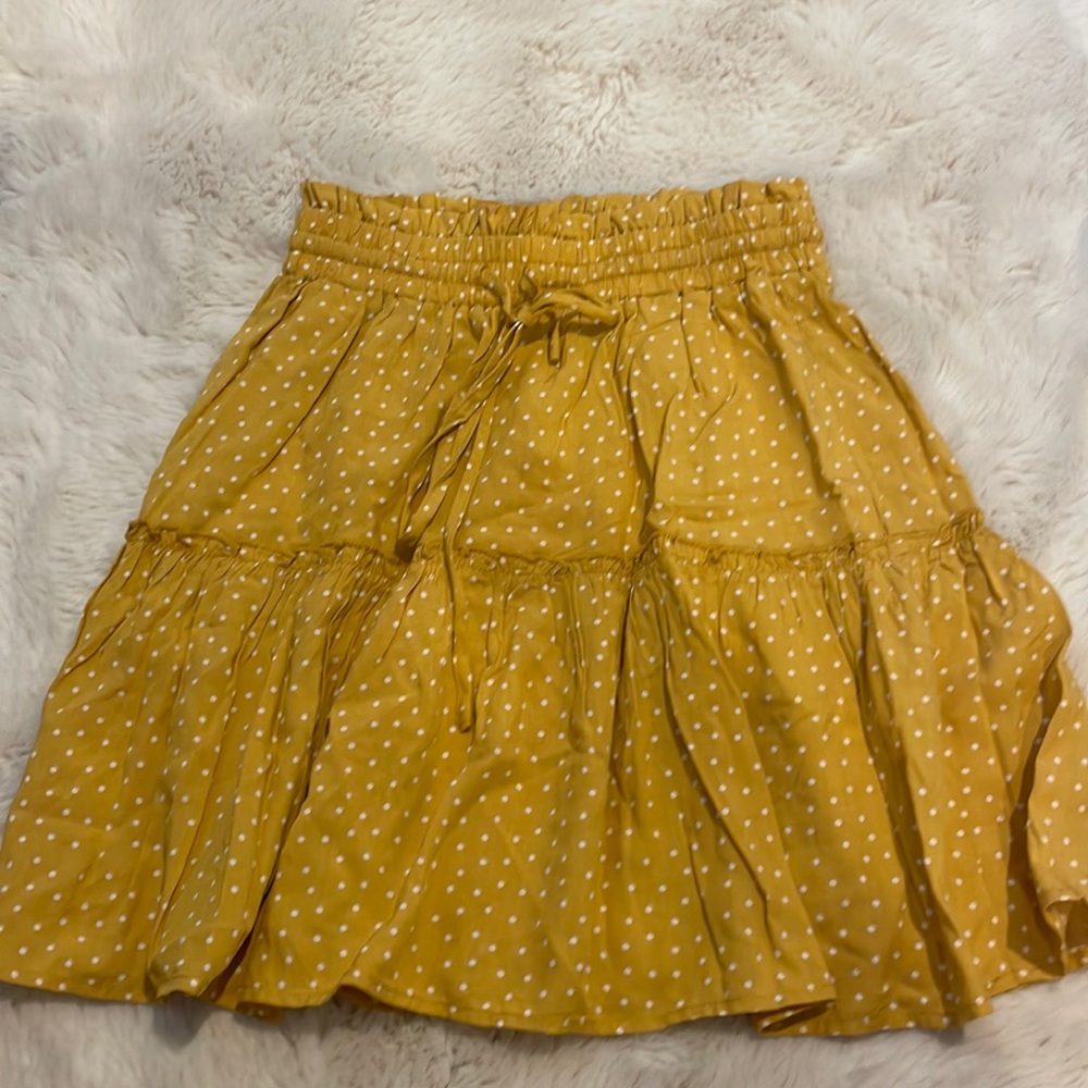 Lulus Yellow Polka Dot Skirt size XS